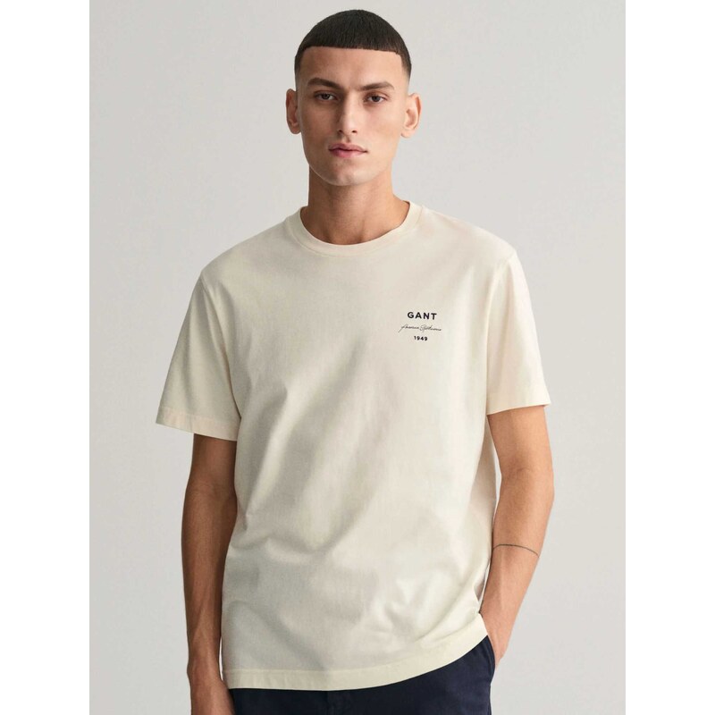 Gant T-shirt κανονική γραμμή cream βαμβακερό
