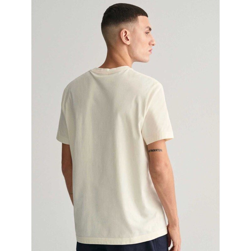 Gant T-shirt κανονική γραμμή cream βαμβακερό