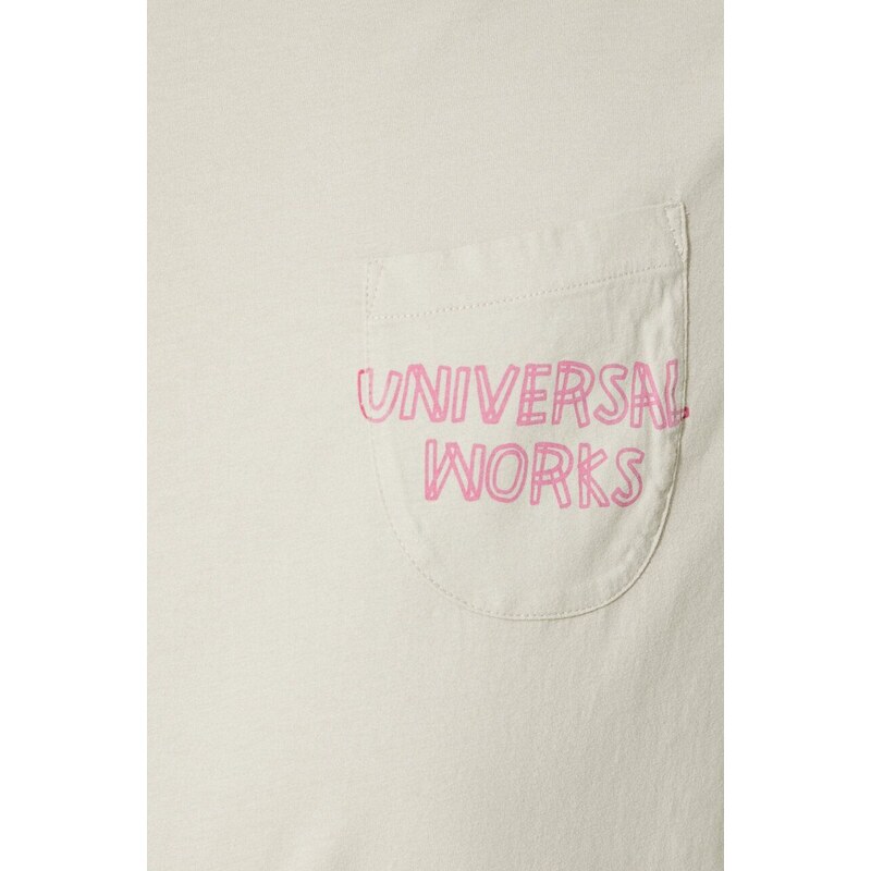 Βαμβακερό μπλουζάκι Universal Works Print Pocket Tee ανδρικό, χρώμα: μπεζ, 30611.DRIFTWOOD