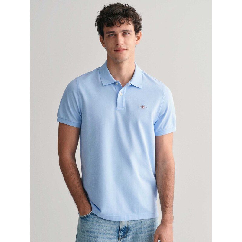 Gant Polo μπλούζα κανονική γραμμή capri blue βαμβακερό