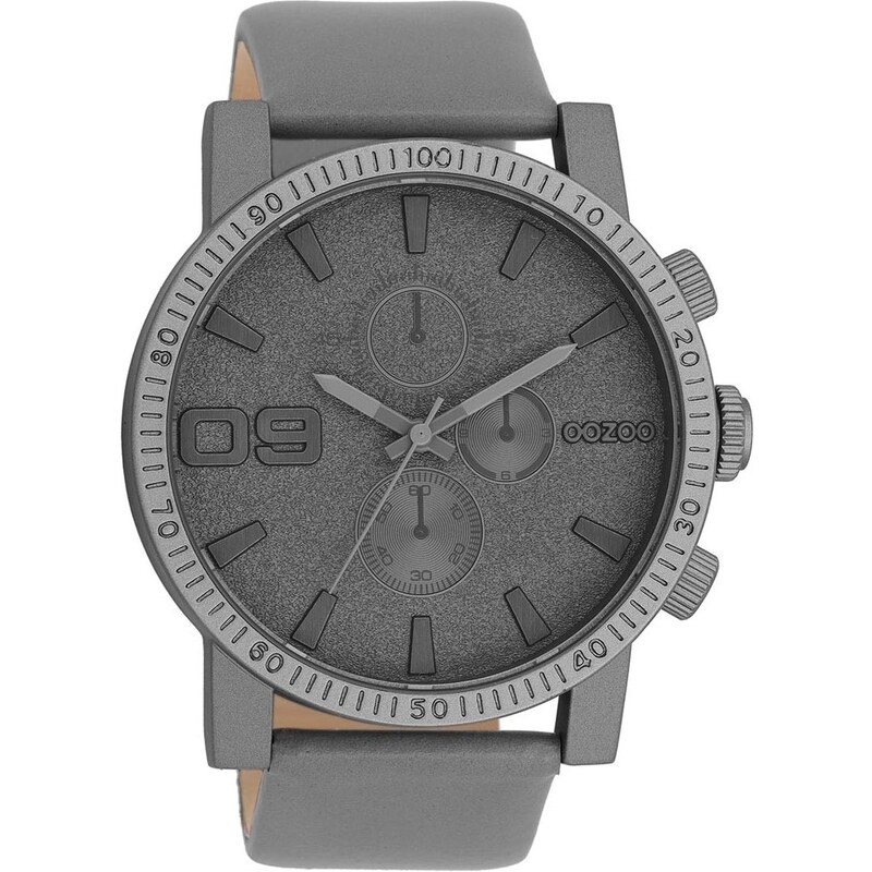 OOZOO Timepieces - C11312, Grey case with Grey Leather Strap