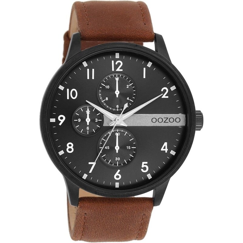 OOZOO Timepieces - C11307, Black case with Brown Leather Strap