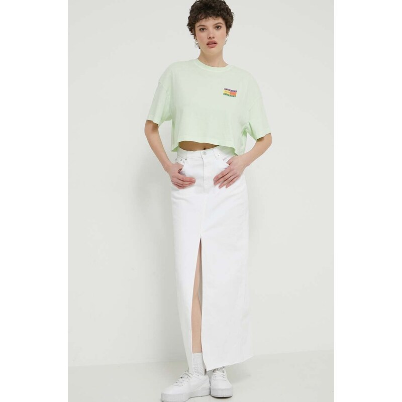 Τζιν φούστα Tommy Jeans χρώμα: άσπρο, DW0DW17991