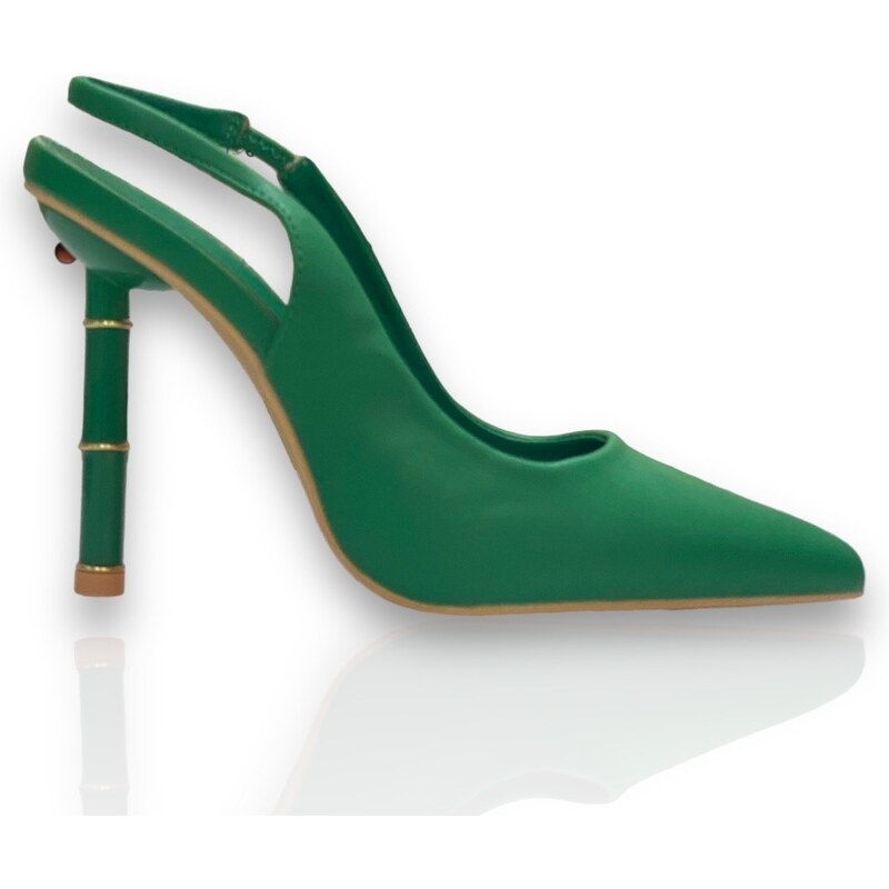 Famous Shoes Γυναικείες πράσινες εξώφτερνες γόβες