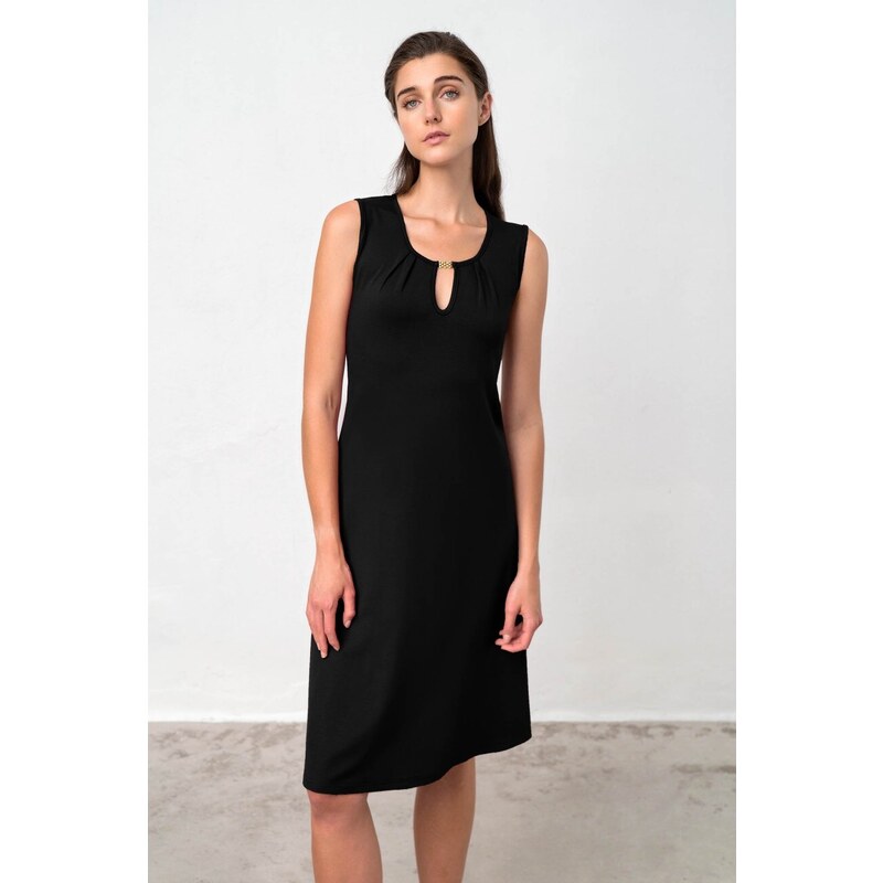 Vamp γυναικείο φόρεμα μαύρο viscose regular fit 18489