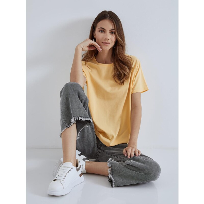 Celestino Μονόχρωμο oversized τ-shirt κιτρινο για Γυναίκα