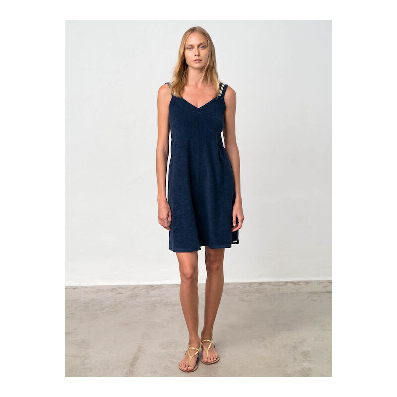 Vamp γυναικείο φόρεμα blue πετσετέ regular fit 18356