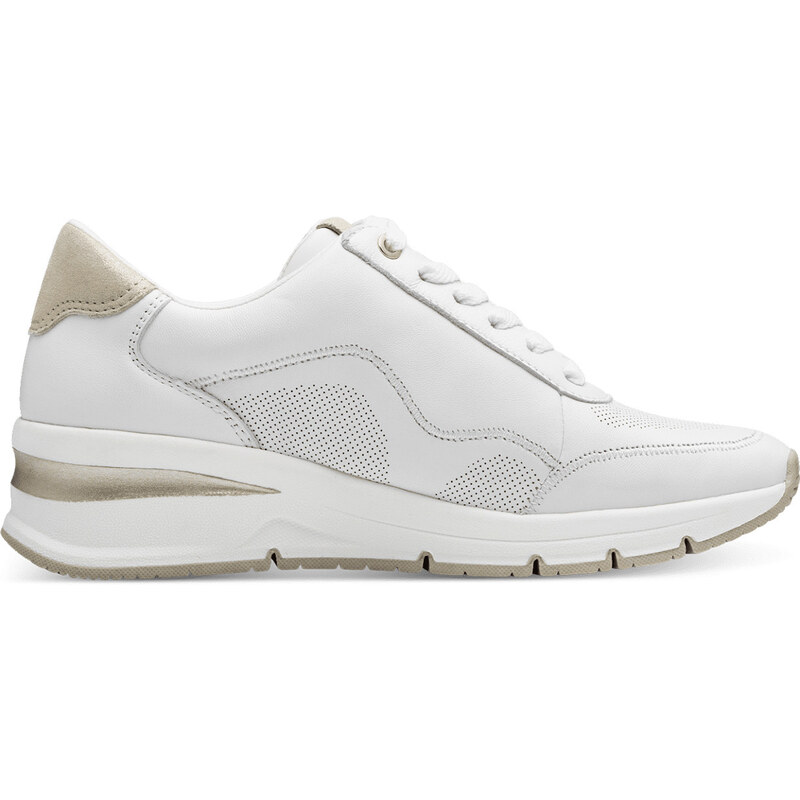 Tamaris White Γυναικεία Ανατομικά Δερμάτινα Sneakers Λευκά (1-23761-42 100)