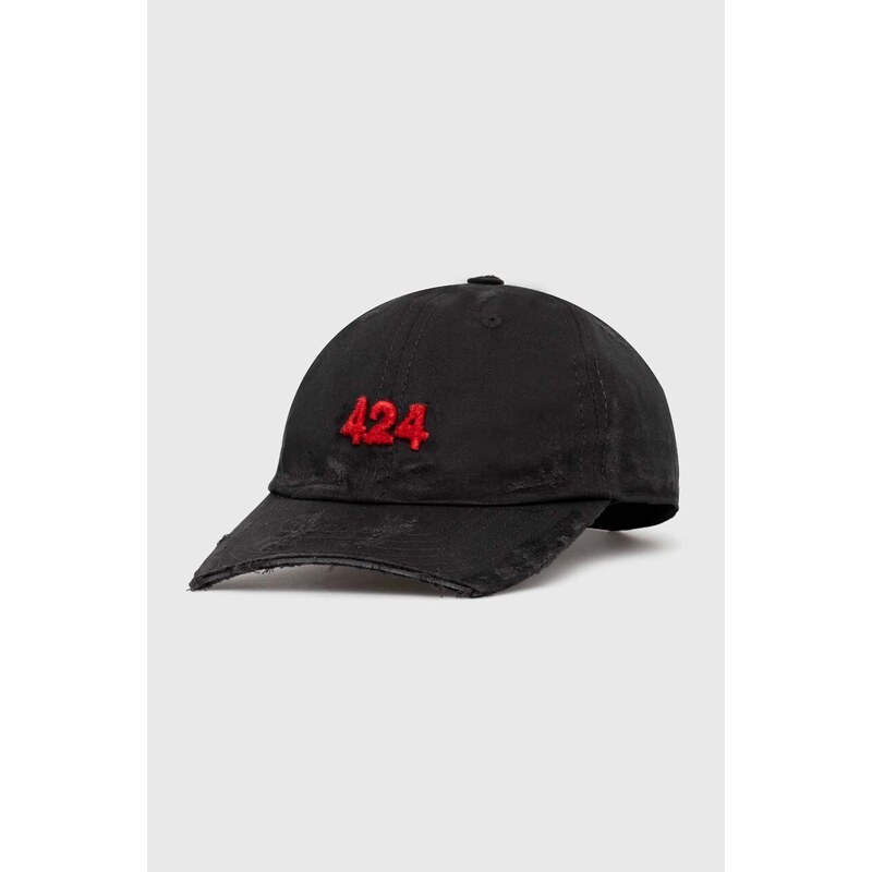 Βαμβακερό καπέλο του μπέιζμπολ 424 Distressed Baseball Hat χρώμα: μαύρο, FF4SMY01BP-TE002.999