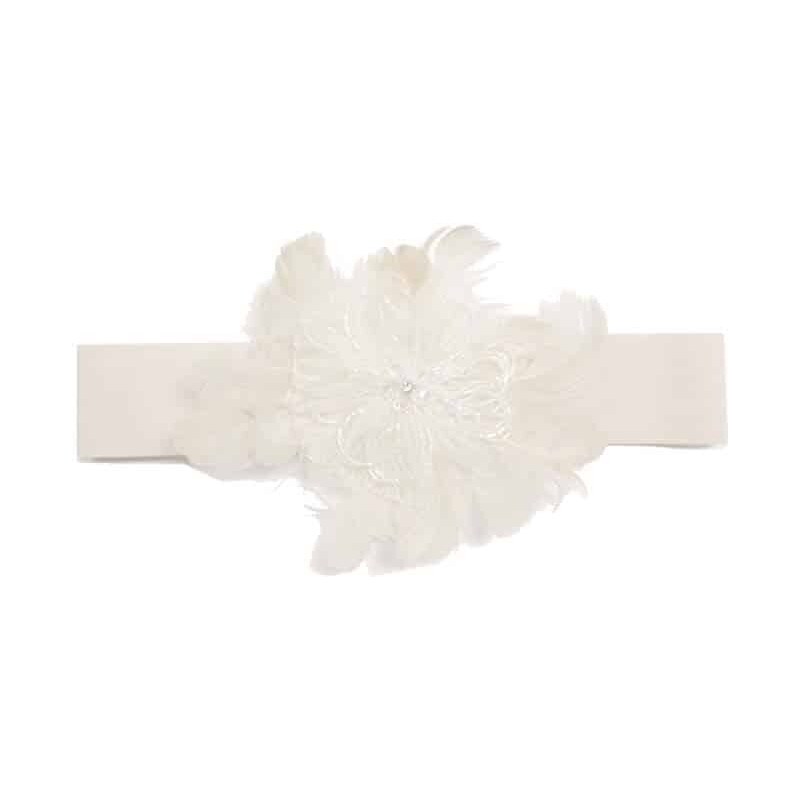 PerfectDress.gr vintage ελαστική ζώνη flower feather white