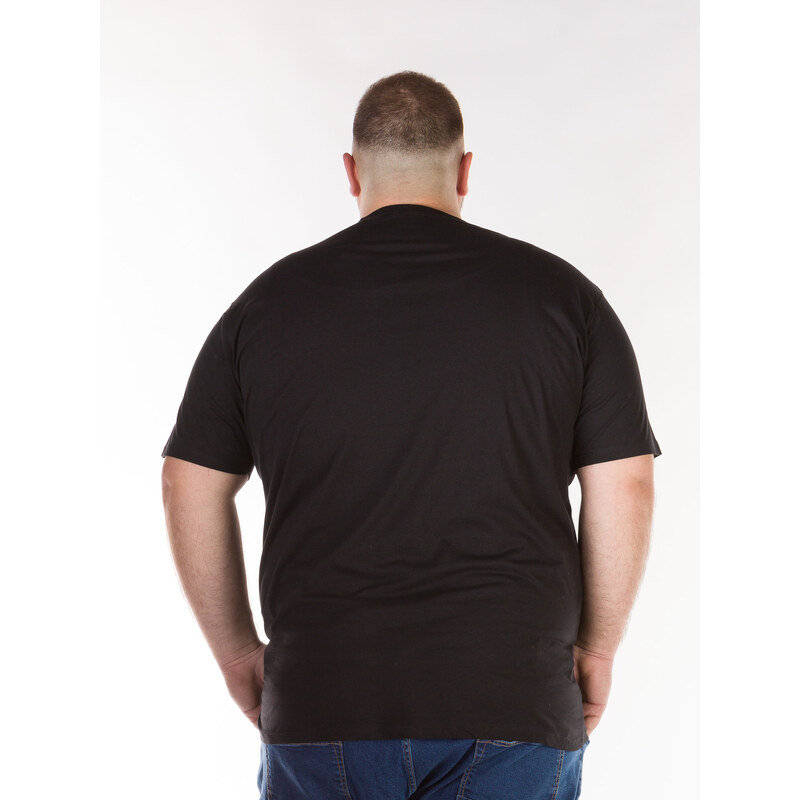 Double Ανδρικό T-Shirts Plus Size - Μαύρο