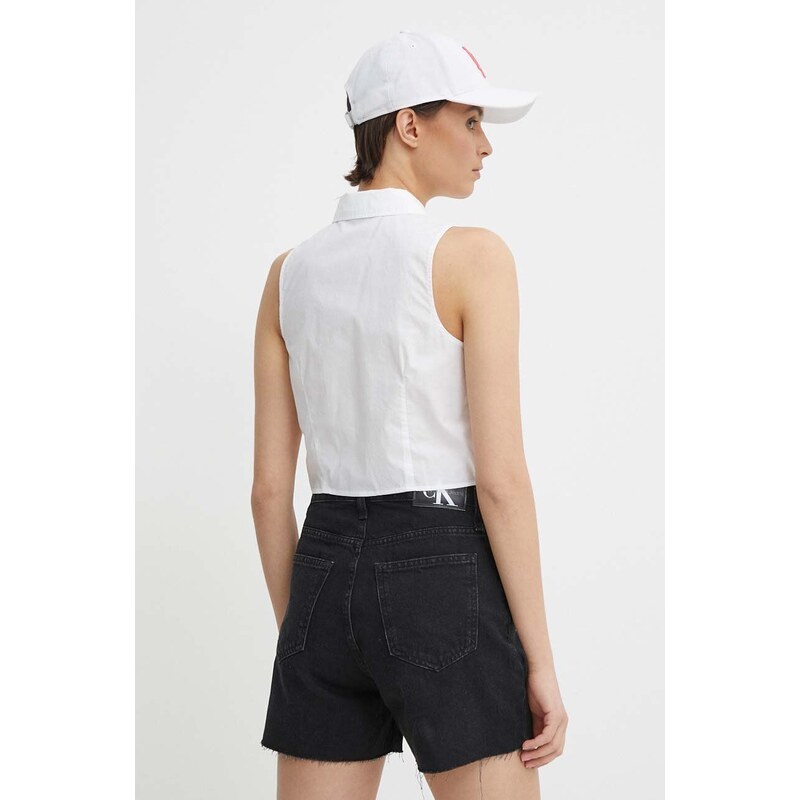 Πουκάμισο Calvin Klein Jeans χρώμα: άσπρο, J20J223129