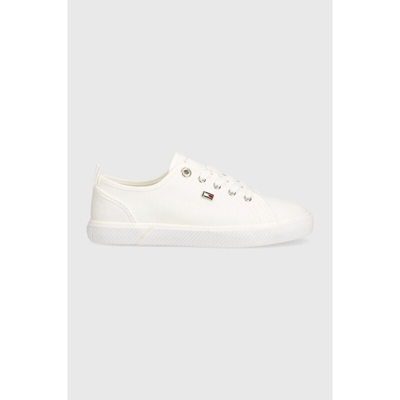 Πάνινα παπούτσια Tommy Hilfiger VULC CANVAS SNEAKER χρώμα: άσπρο, FW0FW08063