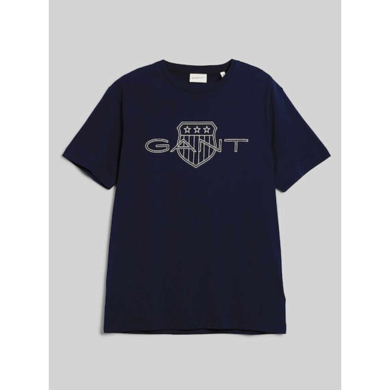 Gant T-shirt κανονική γραμμή μπλε σκούρο βαμβακερό