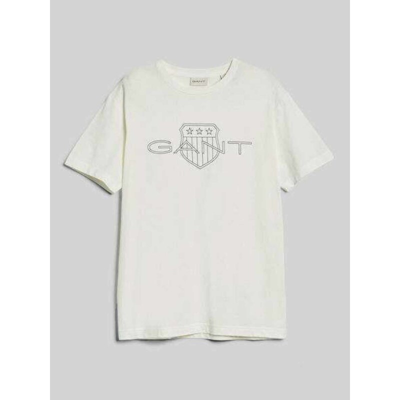 Gant T-shirt κανονική γραμμή εκρού βαμβακερό