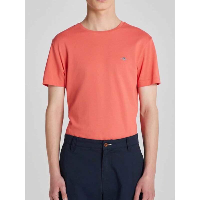 Gant T-shirt πικέ slim fit πορτοκαλί βαμβακερό