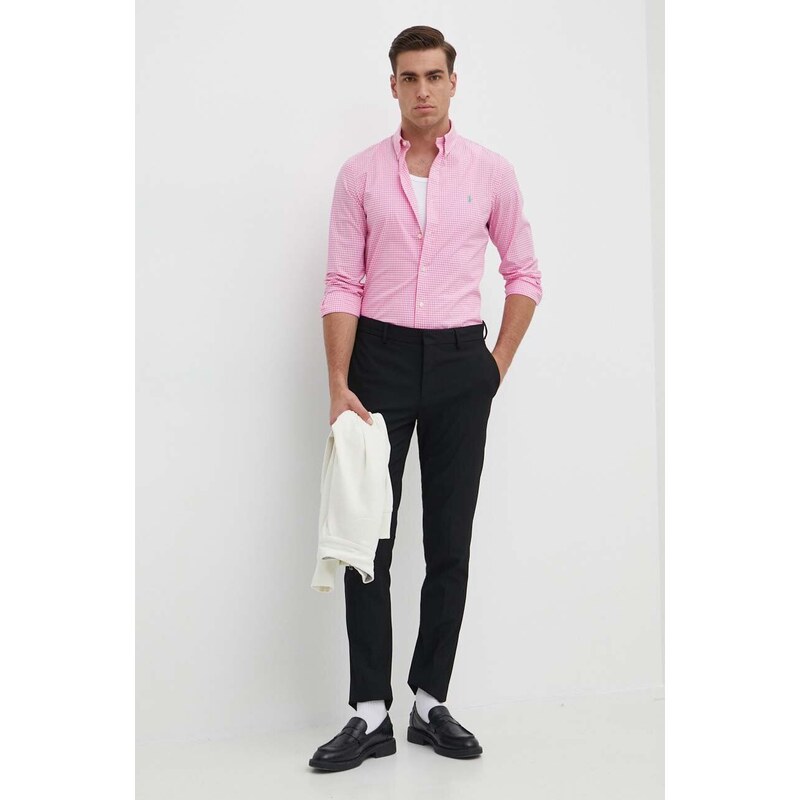 Πουκάμισο Polo Ralph Lauren χρώμα: ροζ