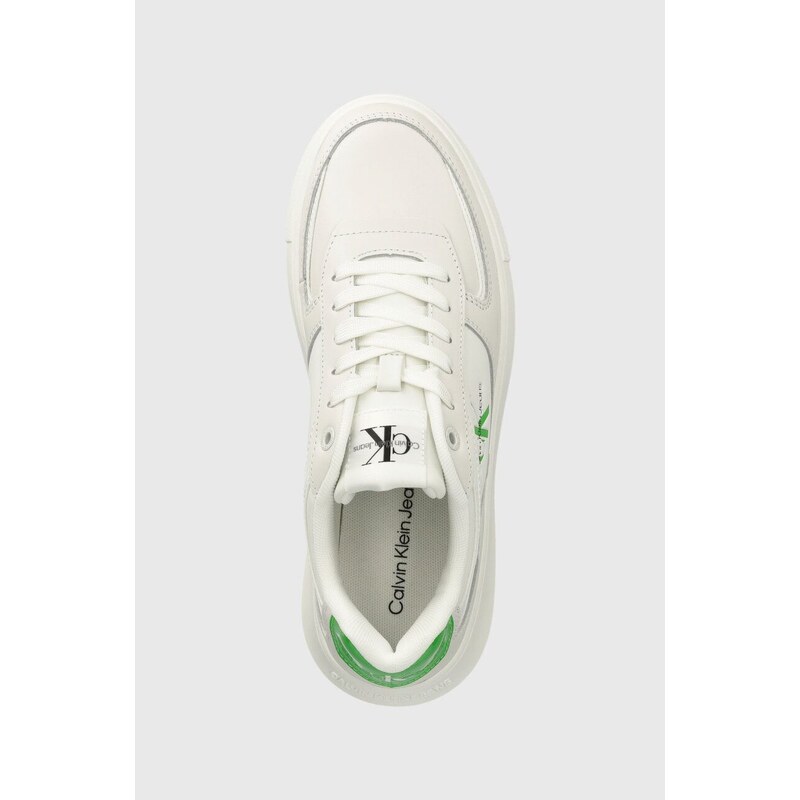 Δερμάτινα αθλητικά παπούτσια Calvin Klein Jeans CHUNKY CUPSOLE χρώμα: άσπρο, YW0YW01410