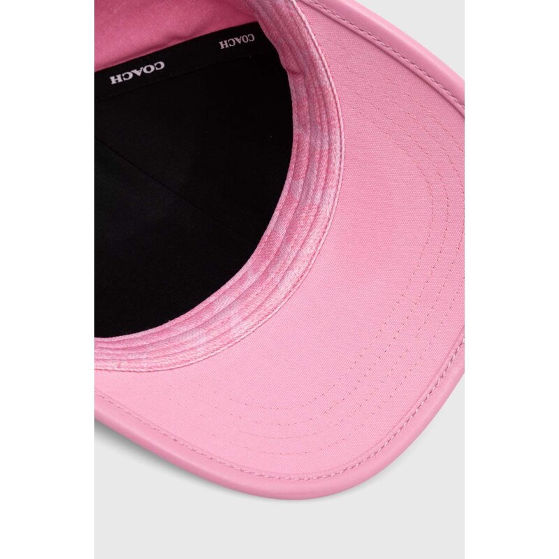 Βαμβακερό καπέλο του μπέιζμπολ Coach χρώμα: ροζ