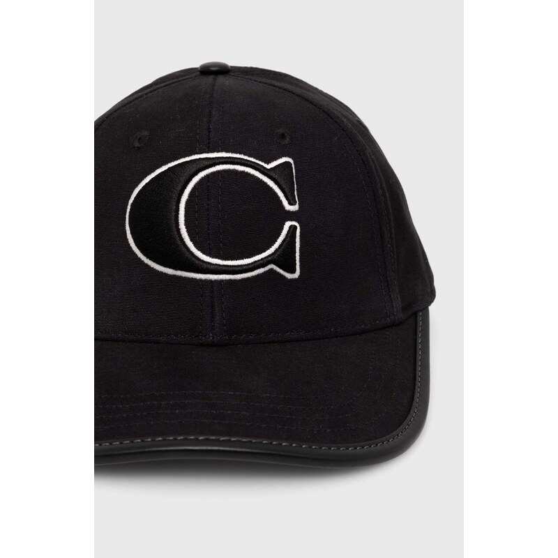 Βαμβακερό καπέλο του μπέιζμπολ Coach χρώμα: μαύρο