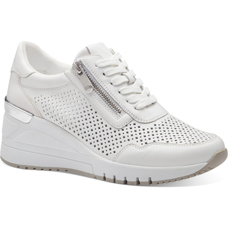 Marco Tozzi White Ανατομικά Δερμάτινα Sneakers Λευκά (2-23501-42 100)