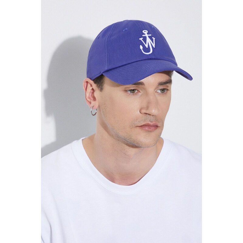 Βαμβακερό καπέλο του μπέιζμπολ JW Anderson Baseball Cap χρώμα: μοβ, AC0198.FA0349.830