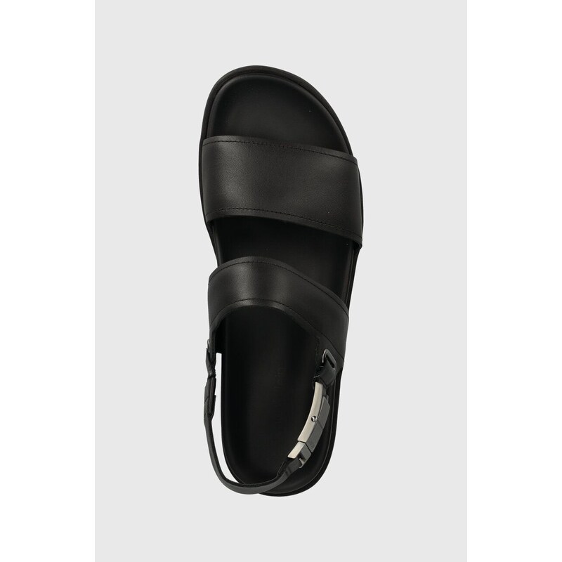 Δερμάτινα σανδάλια Calvin Klein BACK STRAP W/ ICONIC PLAQUE χρώμα: μαύρο, HM0HM01383