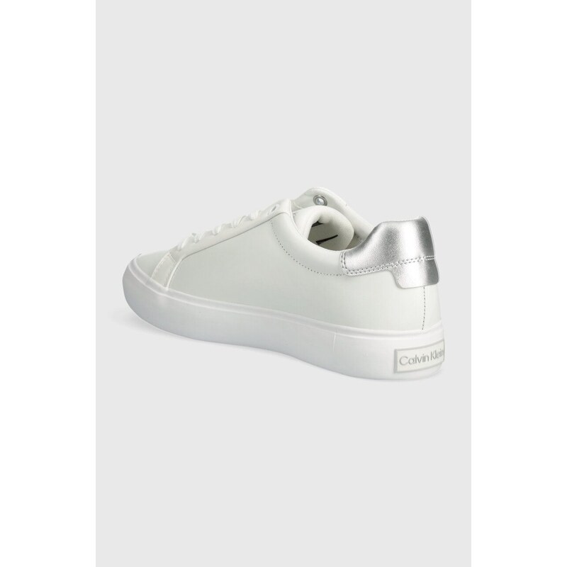 Δερμάτινα αθλητικά παπούτσια Calvin Klein VULCANIZED LACE UP LTH χρώμα: άσπρο, HW0HW02134