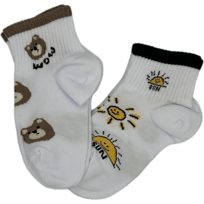 FMS Παιδικές Κάλτσες Βαμβακερές Ημίκοντες Bears Sun - 2 Ζεύγη
