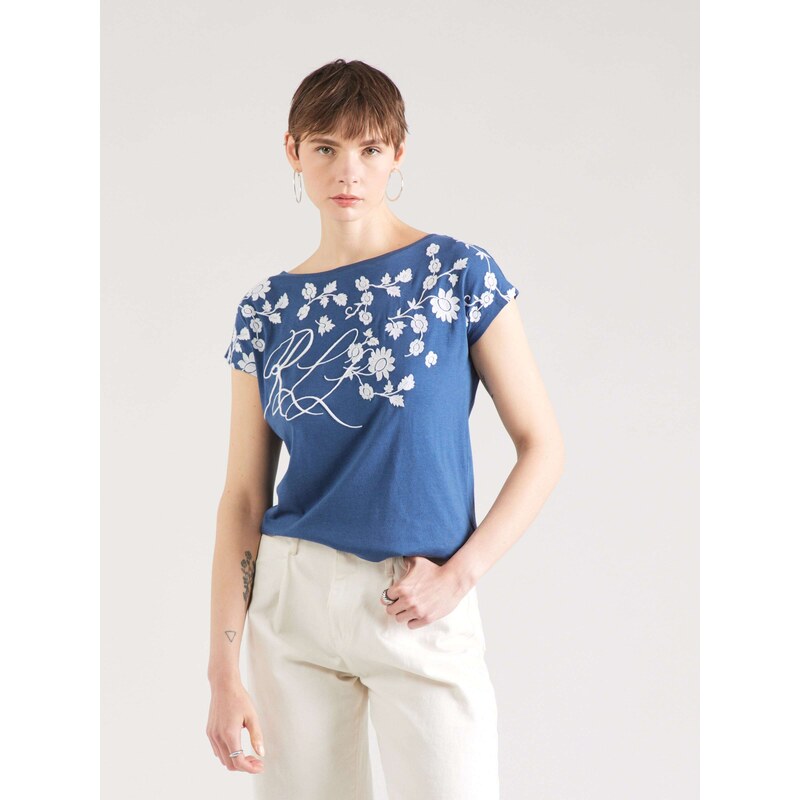 Lauren Ralph Lauren Μπλουζάκι 'GRIETA' λουλακί / λευκό