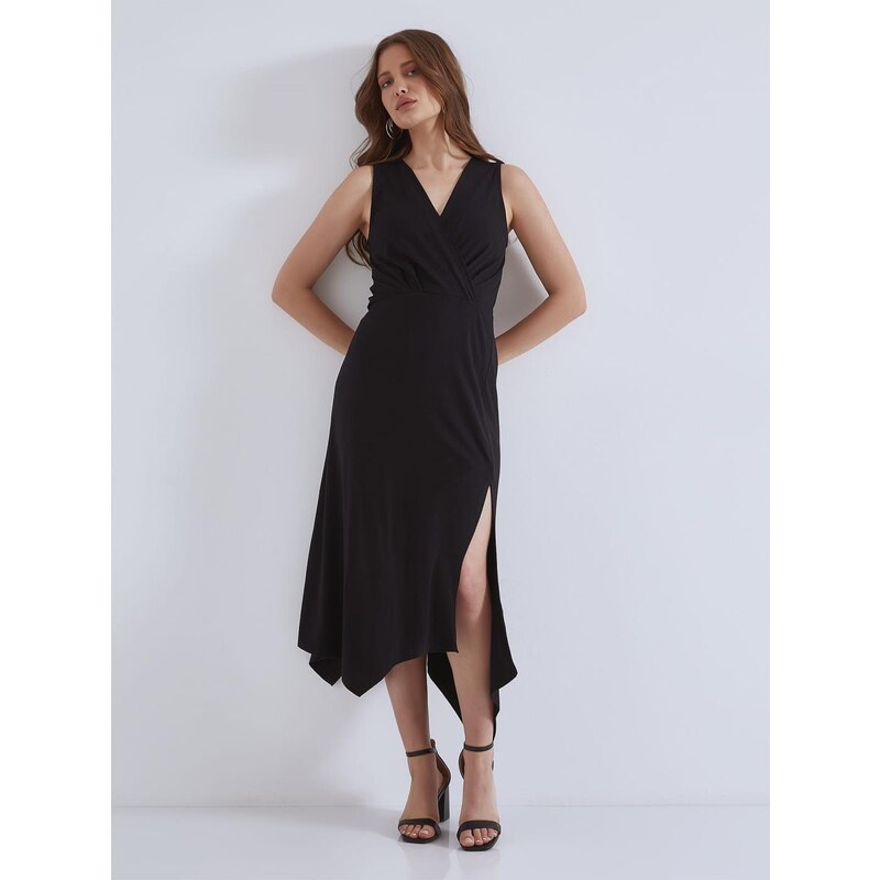 Celestino Midi μονόχρωμο κρουαζέ φόρεμα μαυρο για Γυναίκα