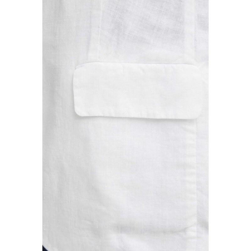 Λινό πανωφόρι Sisley χρώμα: άσπρο