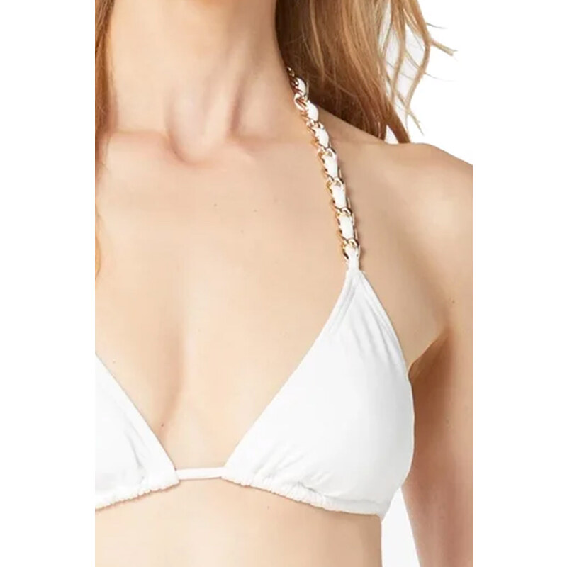 MICHAEL KORS Bikini Top String Chain Halter Straps MM7M039 100 white