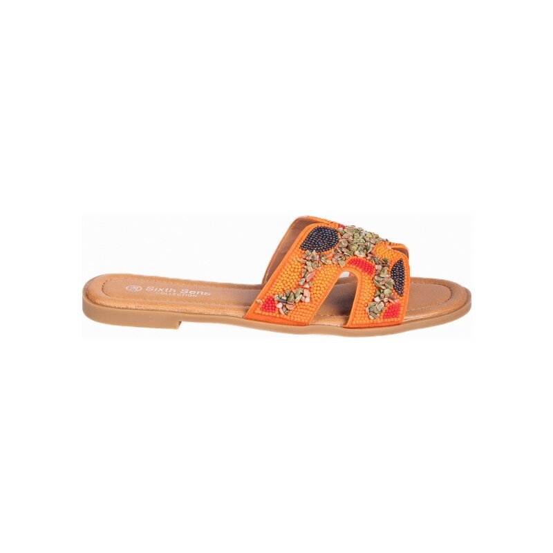 issue Flat σανδάλια με boho σχέδιο - Πορτοκαλί - 039011