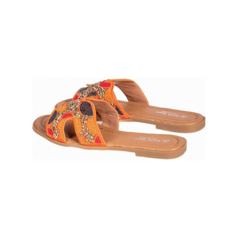 issue Flat σανδάλια με boho σχέδιο - Πορτοκαλί - 039011
