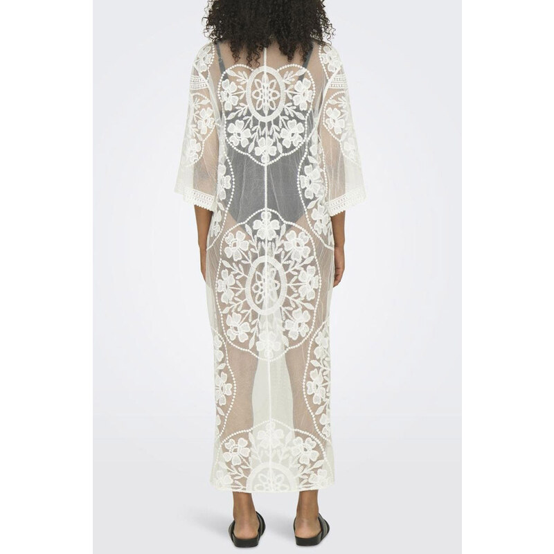 ONLY Κιμονο Onlcarla Embroidered Lace Kimono 15297081 11-4201 TCX cloud dancer