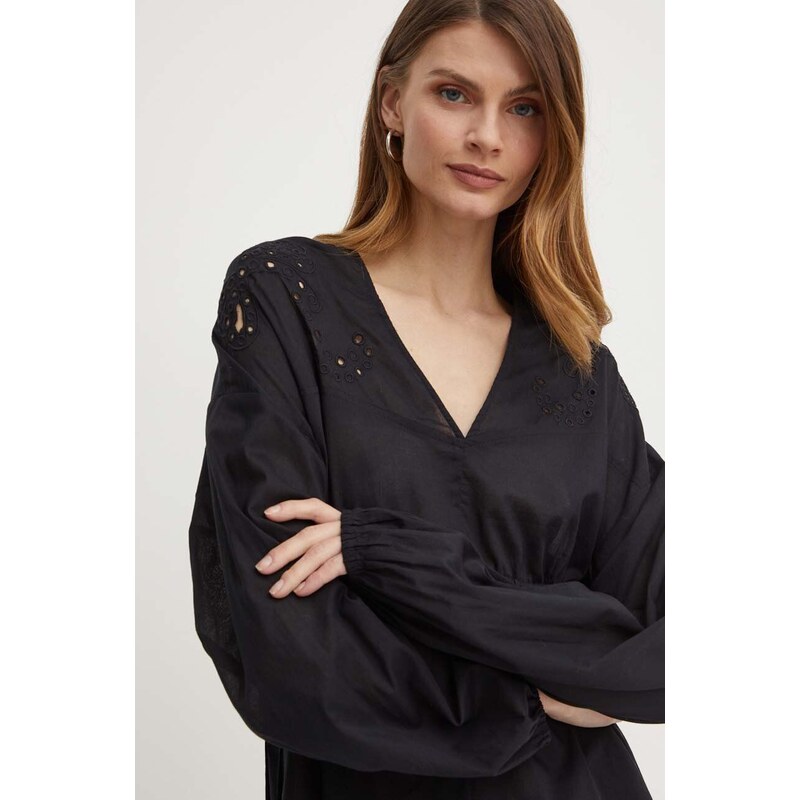 Βαμβακερή μπλούζα Pinko γυναικεία, χρώμα: μαύρο, 103733 A1XP