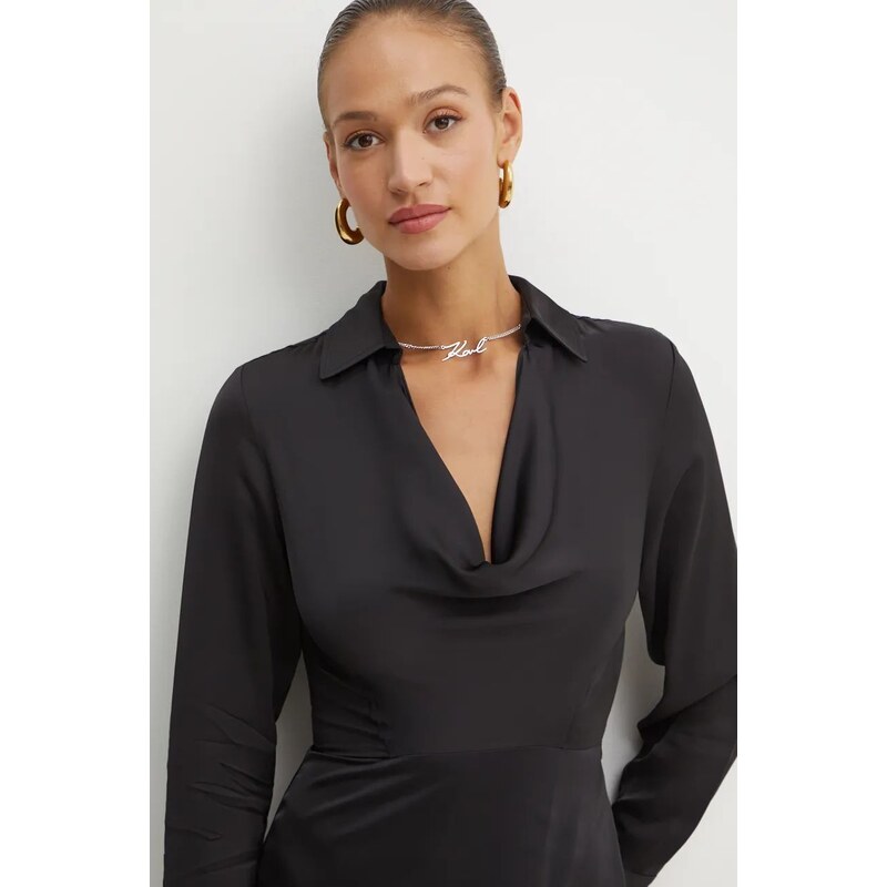 Φόρεμα Karl Lagerfeld χρώμα: μαύρο, 246W1300