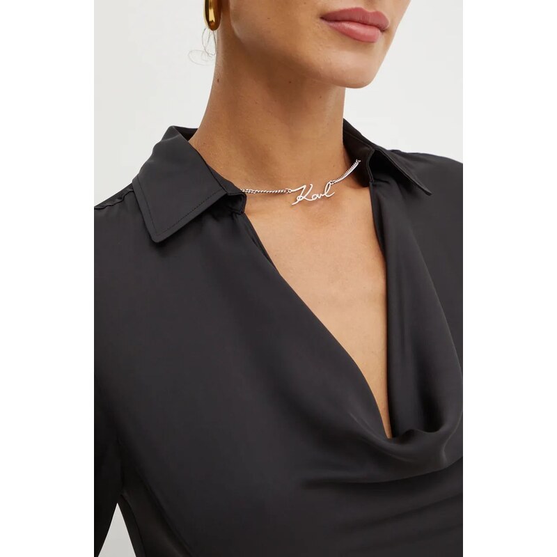 Φόρεμα Karl Lagerfeld χρώμα: μαύρο, 246W1300