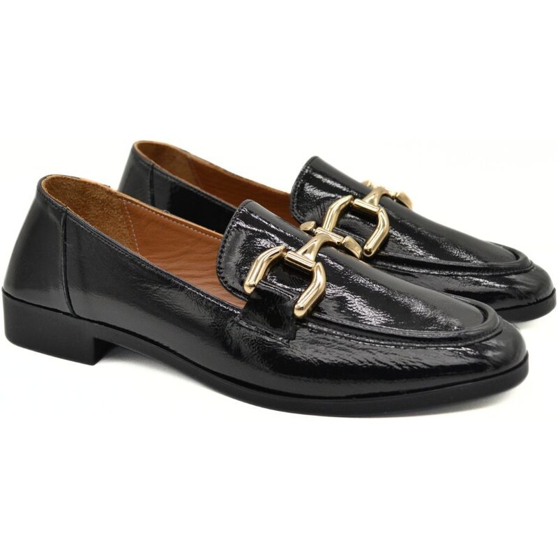HAWKINS PREMIUM HAWKINS ΓΥΝΑΙΚΕΙΟ ΔΕΡΜΑΤΙΝΟ LOAFER ROM06 BLACK PATENT