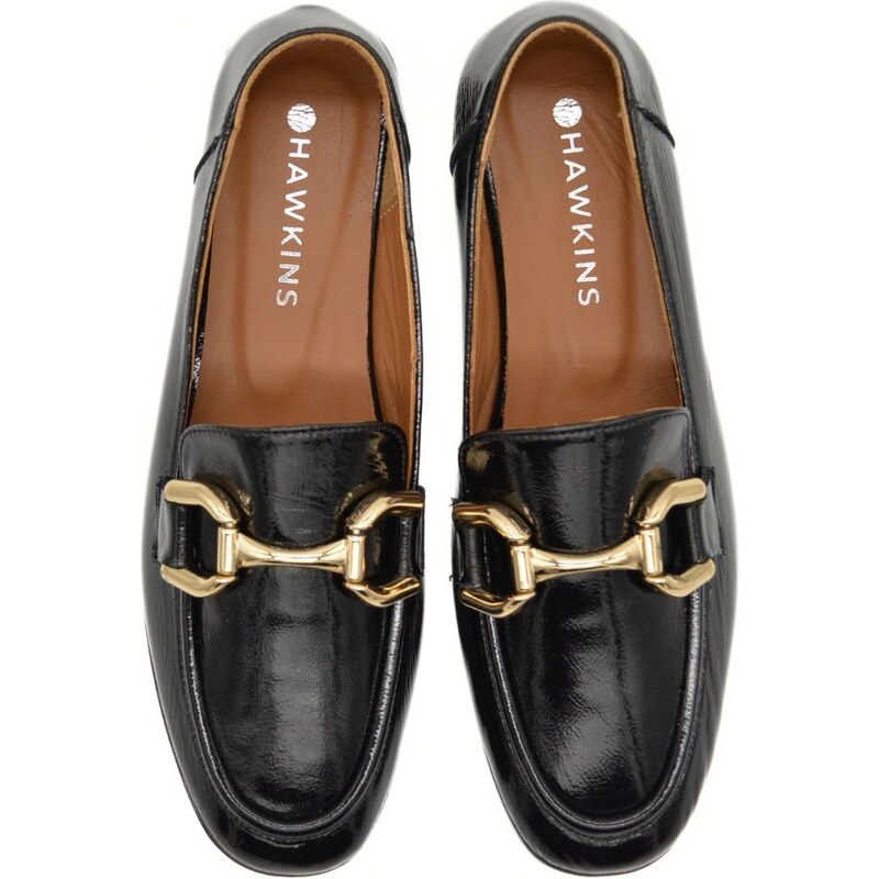 HAWKINS PREMIUM HAWKINS ΓΥΝΑΙΚΕΙΟ ΔΕΡΜΑΤΙΝΟ LOAFER ROM06 BLACK PATENT