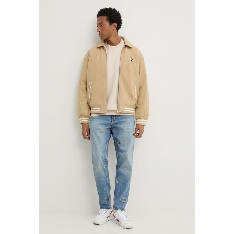Μπουφάν Tommy Jeans χρώμα: μπεζ, DM0DM19626
