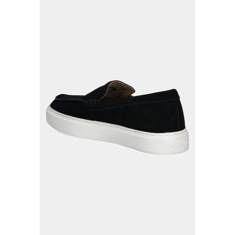 Μοκασίνια σουέτ Calvin Klein MOCCASIN SUEDE χρώμα: μαύρο, HM0HM01794