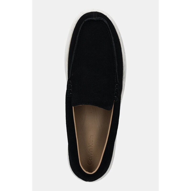 Μοκασίνια σουέτ Calvin Klein MOCCASIN SUEDE χρώμα: μαύρο, HM0HM01794