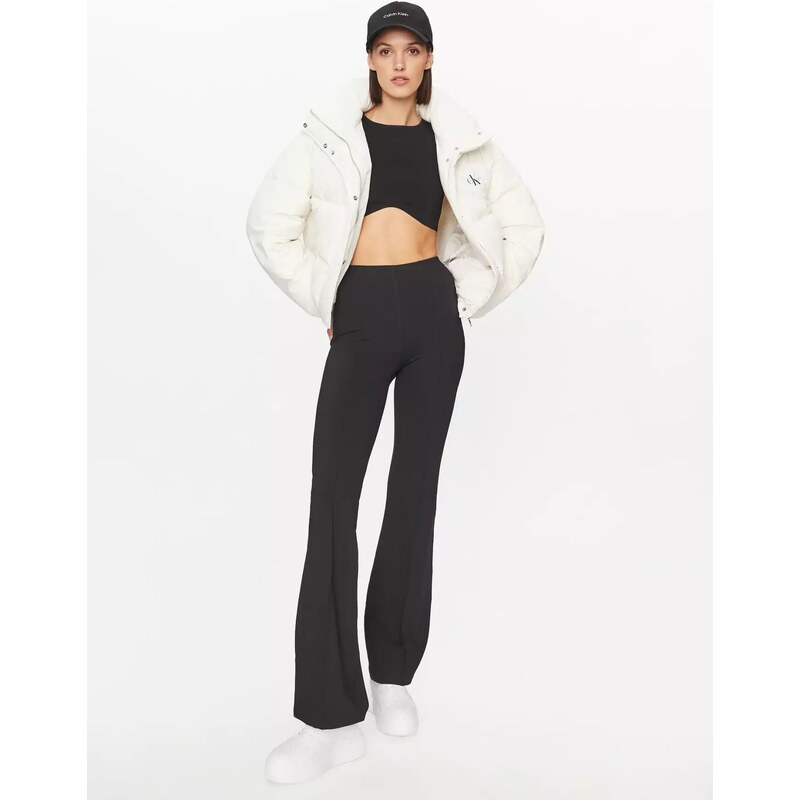 Calvin Klein - Κοντό Γυναικείο Puffer Μπουφάν για Χειμώνα Down Soft Touch Label J20J222235-YBI Λευκό