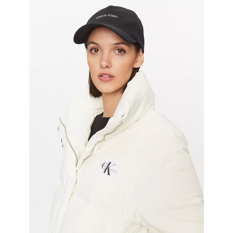 Calvin Klein - Κοντό Γυναικείο Puffer Μπουφάν για Χειμώνα Down Soft Touch Label J20J222235-YBI Λευκό