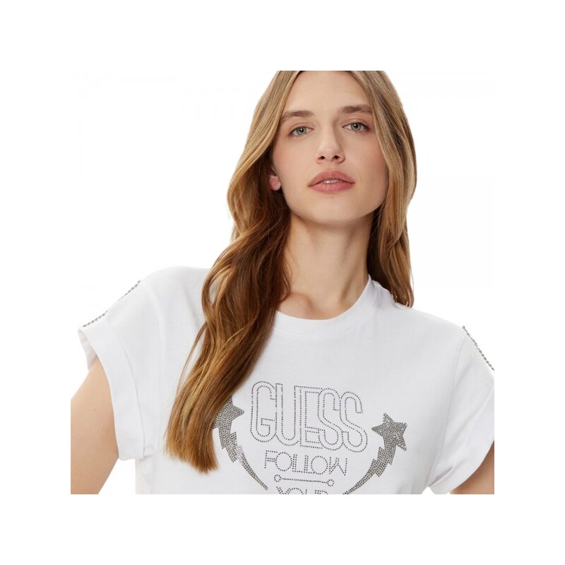 Guess SS CN SLEEVES STRASS DETAIL ΜΠΛΟΥΖΑ (W5RI06I3Z14 G011)