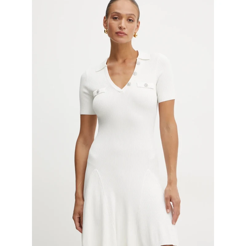 Φόρεμα Guess PAULA χρώμα: μπεζ, W5RK18 Z2U00