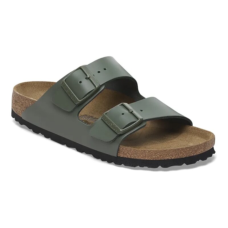 Δερμάτινες παντόφλες Birkenstock Arizona χρώμα: πράσινο, 1029165
