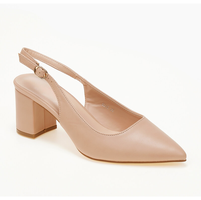 issue Open heel μυτερές γόβες με χοντρό τακούνι - Nude - 011011
